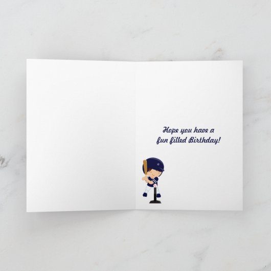 Aangepaste Cute Baseball cartoon player Kaart (Binnen)