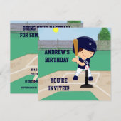 Aangepaste Cute Baseball cartoon player Kaart (Voorkant / Achterkant)