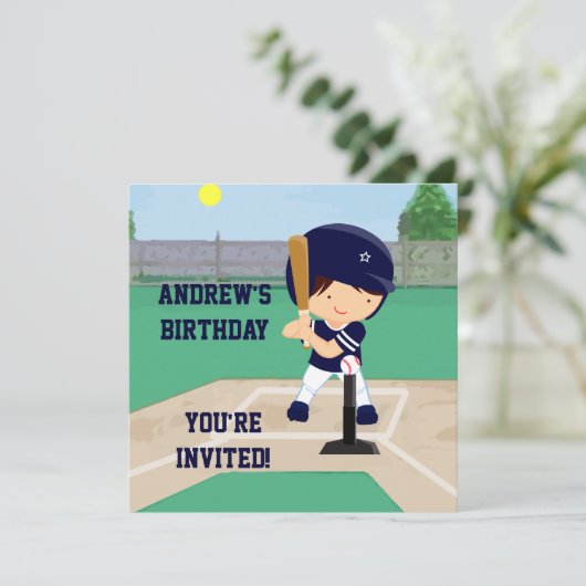 Aangepaste Cute Baseball cartoon player Kaart (Staand voorkant)