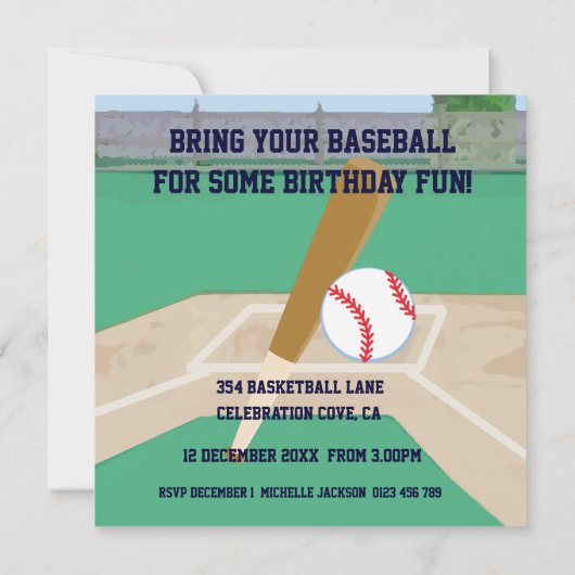 Aangepaste Cute Baseball cartoon player Kaart (Achterkant)