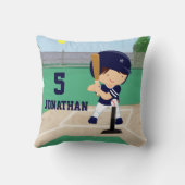 Aangepaste Cute Baseball cartoon player Kussen (Achterkant)