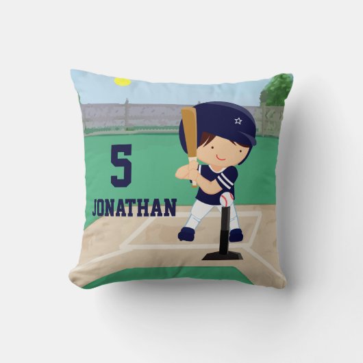 Aangepaste Cute Baseball cartoon player Kussen (Voorkant)