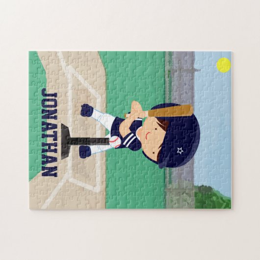 Aangepaste Cute Baseball cartoon player Legpuzzel (Horizontaal)