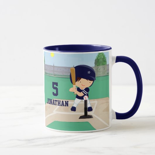 Aangepaste Cute Baseball cartoon player Mok (Rechts)