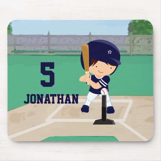 Aangepaste Cute Baseball cartoon player Muismat (Voorkant)
