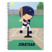 Aangepaste Cute Baseball cartoon player Notitieboek (Voorkant)