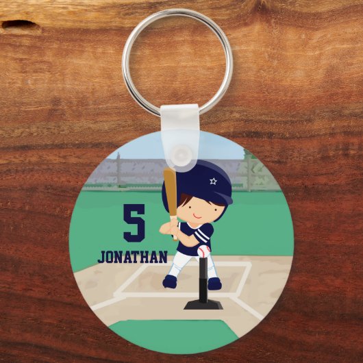 Aangepaste Cute Baseball cartoon player Sleutelhanger (Achterkant)