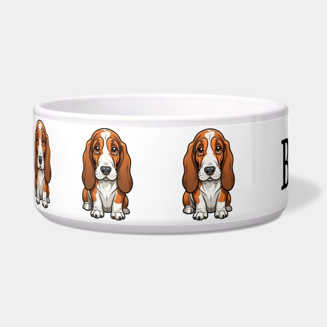 Aangepaste Cute Basset Hound Voerbakje (Links)