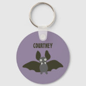 Aangepaste Cute Bat Cartoon Smoky Paars Sleutelhanger (Voorkant)