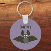 Aangepaste Cute Bat Cartoon Smoky Paars Sleutelhanger (Voorkant)