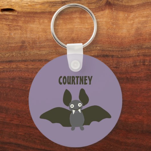 Aangepaste Cute Bat Cartoon Smoky Paars Sleutelhanger (Voorkant)