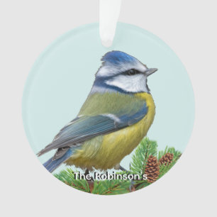 Aangepaste Cute Blauwe Gele Vogel Foto Gepersonali Ornament