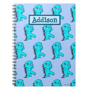 Aangepaste Cute Blue Dinosaur Notitieboek