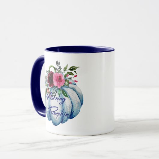 Aangepaste Cute Blue Morning Pumpkin Coffee Mok (Voorkant links)