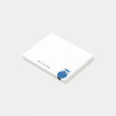 Aangepaste Cute Blue Owl Cartoon Post-it Note (Schuin)
