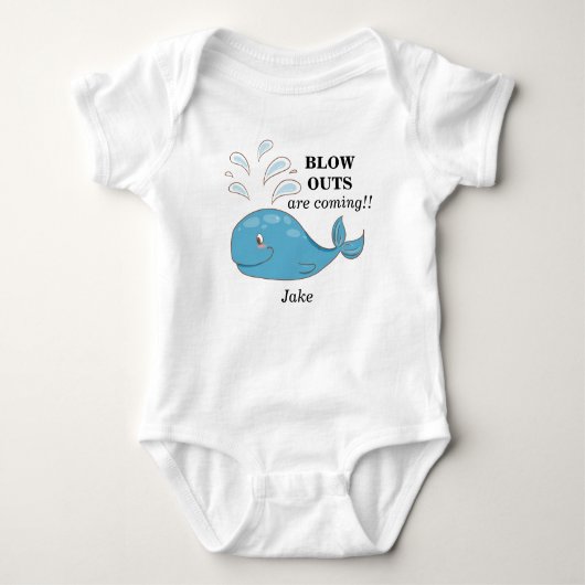 Aangepaste Cute Blue Whale Blow Outs Zijn Onderweg Romper (Voorkant)