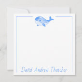 Aangepaste Cute Blue Whale Notitiekaartje (Voorkant)