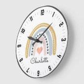 Aangepaste Cute Boho Waterverf Rainbow Grote Klok (Hoek)
