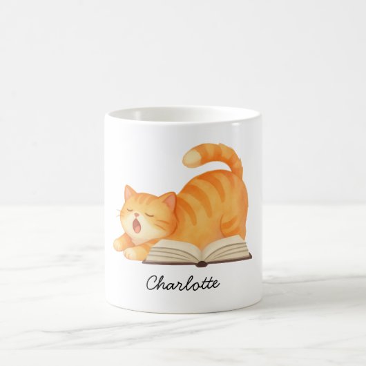 Aangepaste Cute Bookish Cat Lover Koffiemok (Center)