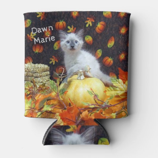 Aangepaste Cute Cat Herfst / Autumn / Halloween Blikjeskoeler (Voorkant)