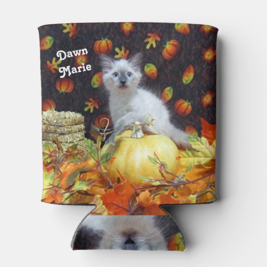 Aangepaste Cute Cat Herfst / Autumn / Halloween Blikjeskoeler (Achterkant)