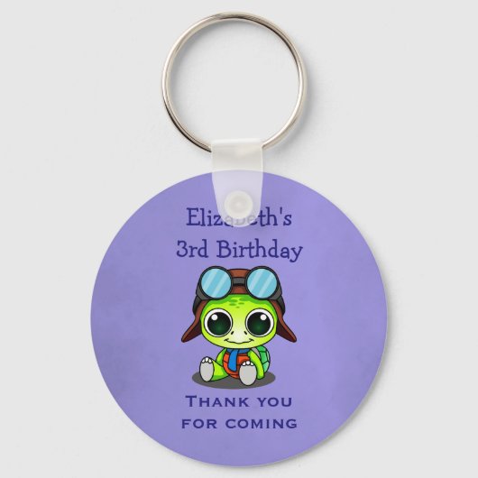 Aangepaste Cute Chibi Turtle Birthday Favor Sleutelhanger (Voorkant)