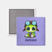 Aangepaste Cute Chibi Turtle in Aviator Pet Magneet (Voorkant / Achterkant)