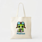 Aangepaste Cute Chibi Turtle in Aviator Pet Tote Bag (Voorkant)