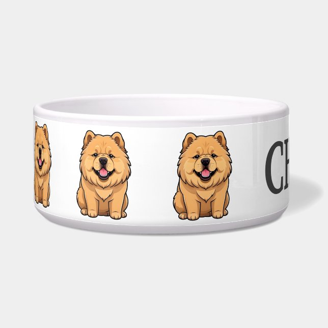 Aangepaste Cute Chow Chow Puppy Voerbakje (Links)