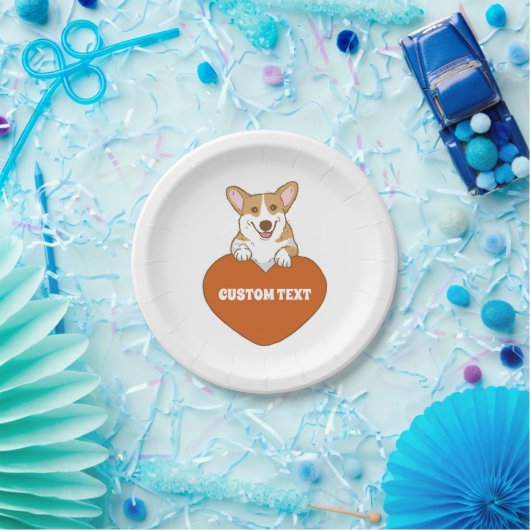 Aangepaste Cute Corgi Puppy Dog Papieren Bordje (Feest)