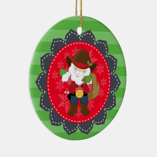 Aangepaste Cute Cowboy Santa Clause Western Keramisch Ornament (Rechts)