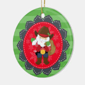 Aangepaste Cute Cowboy Santa Clause Western Keramisch Ornament (Links)