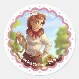 Aangepaste Cute Cowgirl Ronde Sticker