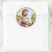 Aangepaste Cute Cowgirl Ronde Sticker (Tas)