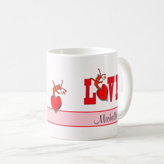 Aangepaste Cute Crawfish Lobster Love Koffiemok (Voorkant rechts)