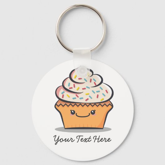 Aangepaste Cute Cupcake-Sleutelhanger Sleutelhanger (Voorkant)
