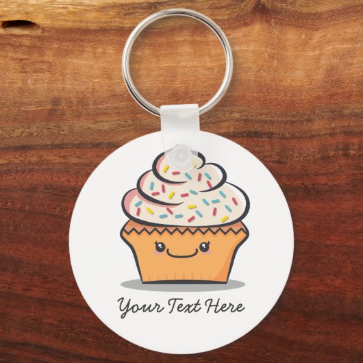 Aangepaste Cute Cupcake-Sleutelhanger Sleutelhanger (Voorkant)