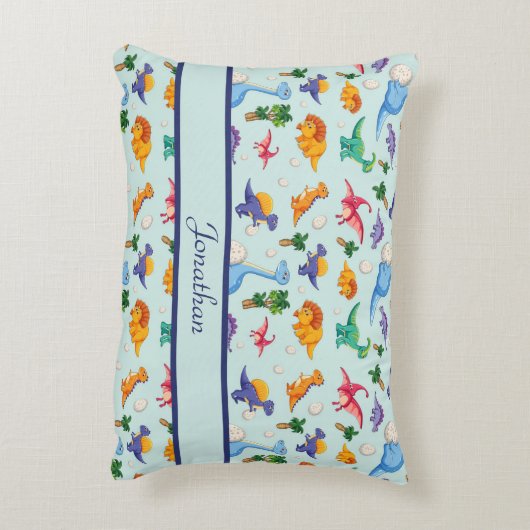 Aangepaste Cute Dinosaurs Blue Boy Baby Accent Kussen (Achterkant (Verticaal))