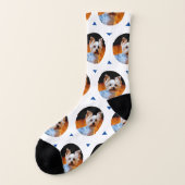 Aangepaste Cute Dog of Uw Pet Photo Pattern White Sokken (Links - buitenkant)
