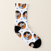 Aangepaste Cute Dog of Uw Pet Photo Pattern White Sokken (Rechts - buiten)