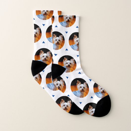 Aangepaste Cute Dog of Uw Pet Photo Pattern White Sokken (Paar)