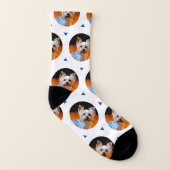Aangepaste Cute Dog of Uw Pet Photo Pattern White Sokken (Links binnenkant)