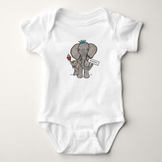 Aangepaste Cute Elephant en Baby Romper (Voorkant)