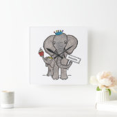 Aangepaste Cute Elephant en Baby Vierkante Klok (Huis)