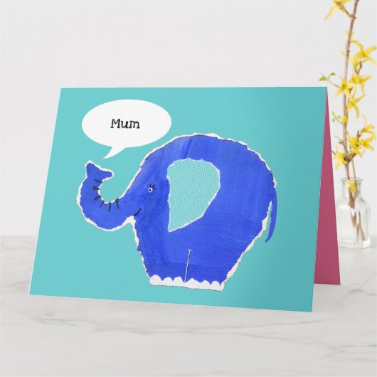 Aangepaste Cute Elephant Moederdag Kaart (Gele Bloem)
