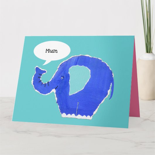 Aangepaste Cute Elephant Moederdag Kaart (Voorkant)