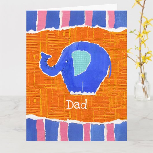 Aangepaste Cute Elephant Vaderdag Kaart (Gele Bloem)