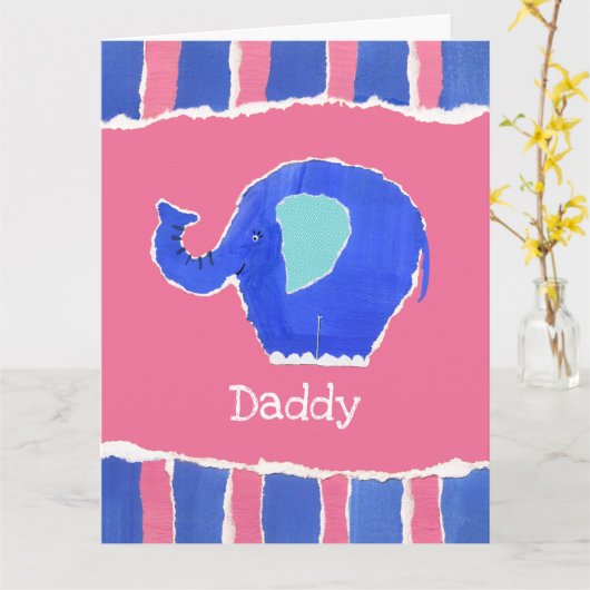 Aangepaste Cute Elephant Vaderdag Kaart (Gele Bloem)