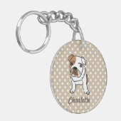 Aangepaste Cute English Bulldog Sleutelhanger (Voorkant Links)
