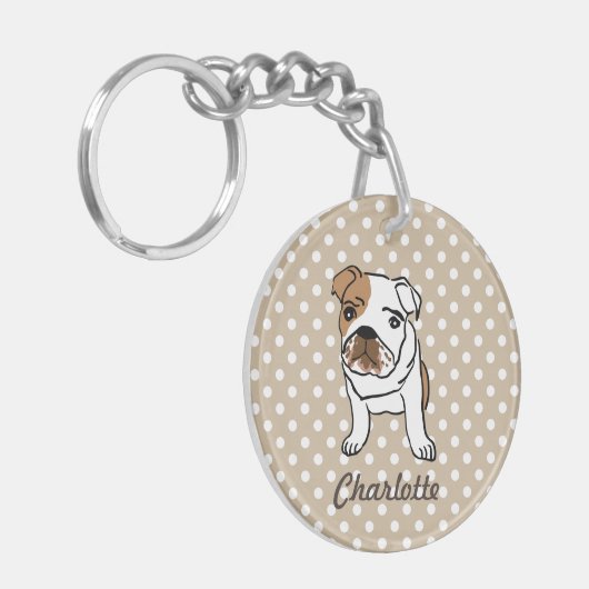 Aangepaste Cute English Bulldog Sleutelhanger (Voorkant Links)